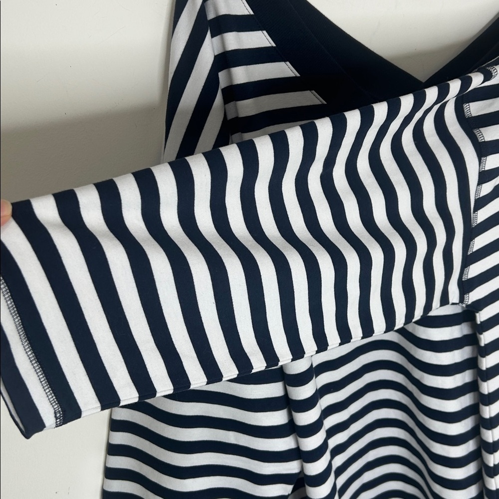 J. JILL FIT Navy White Striped French Terry V-Neck Sweatshirt Size 3X - Picture 7 of 9